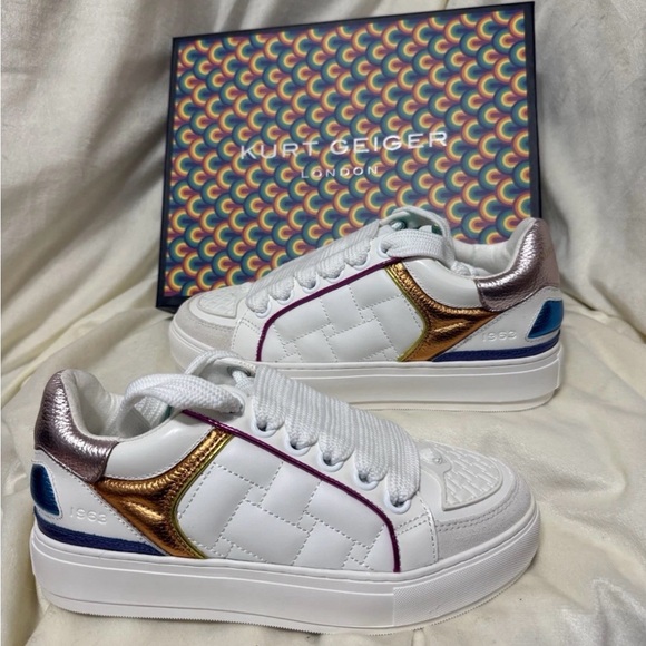 Kurt Geiger Shoes - NIB 🌺 Kurt Geiger London Southbank Metallic Leather Platform Sneakers Sz 8.5